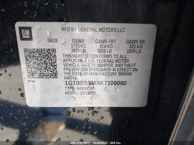 Chevrolet CRUZE LT 2019 1G1BE5SMXK7109060 Image 9