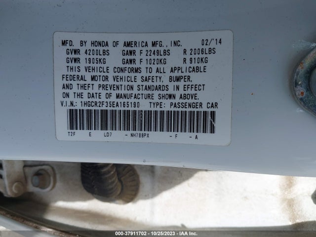 Honda Accord Sedan Lx 2014 1HGCR2F35EA165190 Image 9