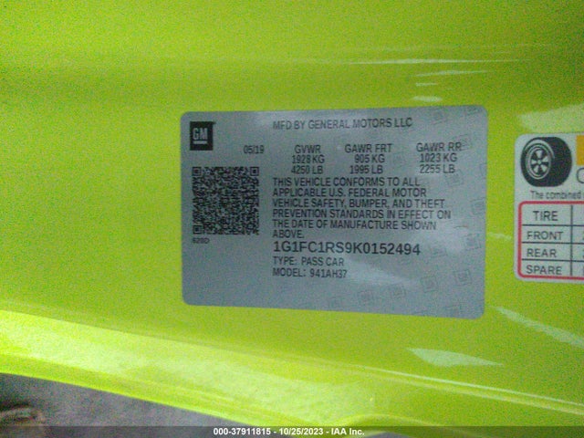 Chevrolet Camaro 3lt 2019 1G1FC1RS9K0152494 Image 9