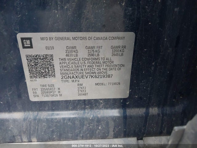 Chevrolet EQUINOX LT 2019 2GNAXUEV7K6219387 Image 9