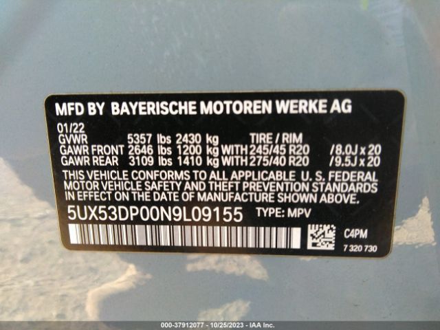 5UX53DP00N9L09155 BMW X3 Xdrive30i