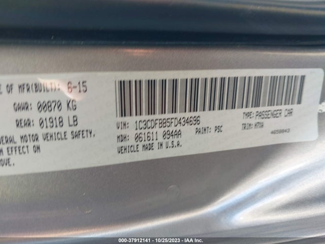 Dodge DART SXT 2015 1C3CDFBB5FD434696 Image 9