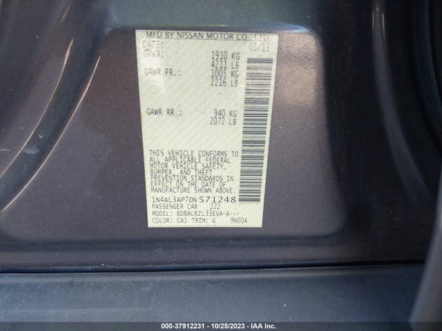 2013 NISSAN ALTIMA 2.5 S VIN: 1N4AL3AP7DN571248