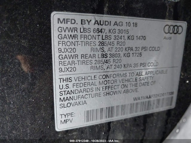 WA1VAAF72KD017336 Audi Q7 Prestige