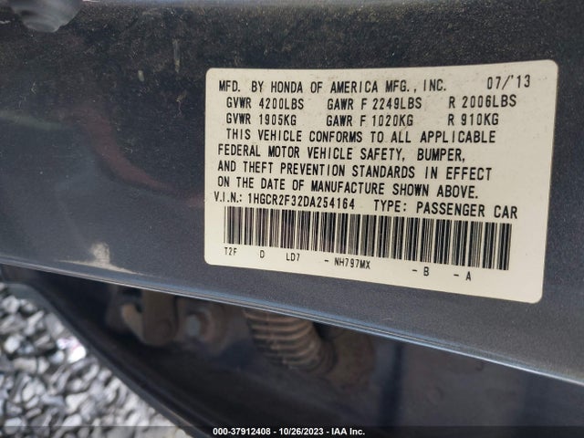 2013 HONDA ACCORD LX VIN: 1HGCR2F32DA254164