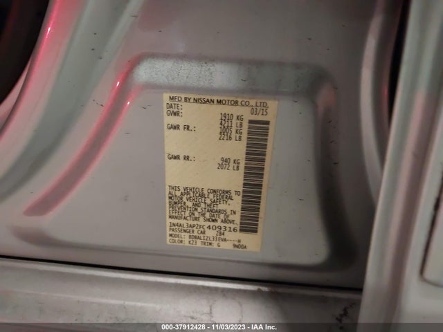 2015 NISSAN ALTIMA 2.5 SV VIN: 1N4AL3AP2FC409316