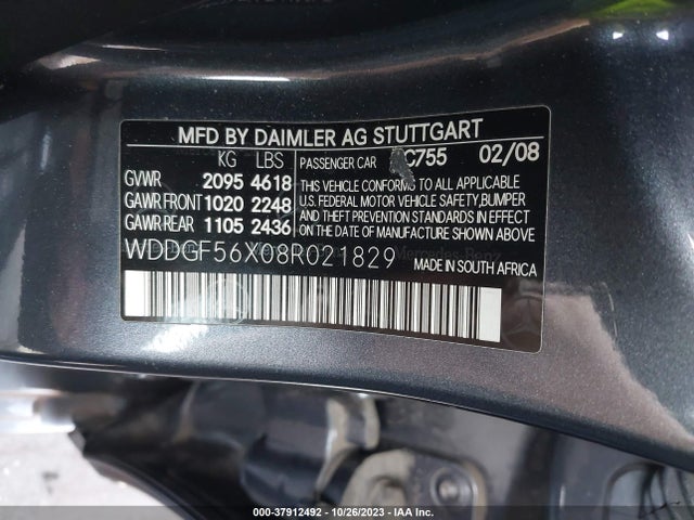 2008 MERCEDES-BENZ C 350 SPORT VIN: WDDGF56X08R021829
