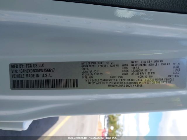 2021 JEEP WRANGLER UNLIMITED 1C4HJXDNXMW856617 Photo 8