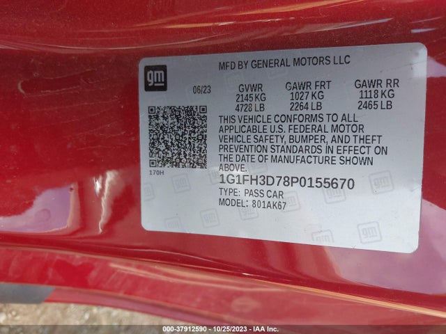 Chevrolet CAMARO 2SS 2023 1G1FH3D78P0155670 Image 9