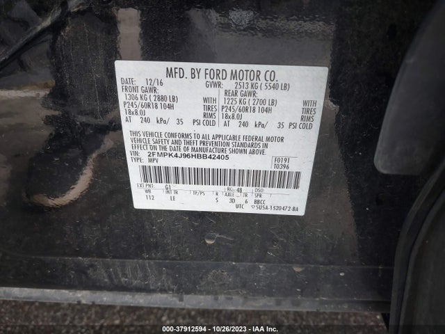 Ford EDGE SEL 2017 2FMPK4J96HBB42405 Image 9