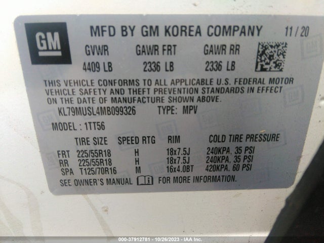 Chevrolet Trailblazer Rs 2021 KL79MUSL4MB099326 Image 9