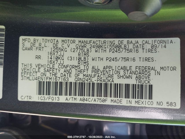 Toyota Tacoma Trd Pro 2015 3TMLU4EN1FM167163 Image 9