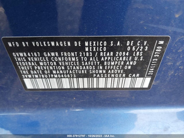 2023 VOLKSWAGEN JETTA SE VIN: 3VW7M7BU7PM040673