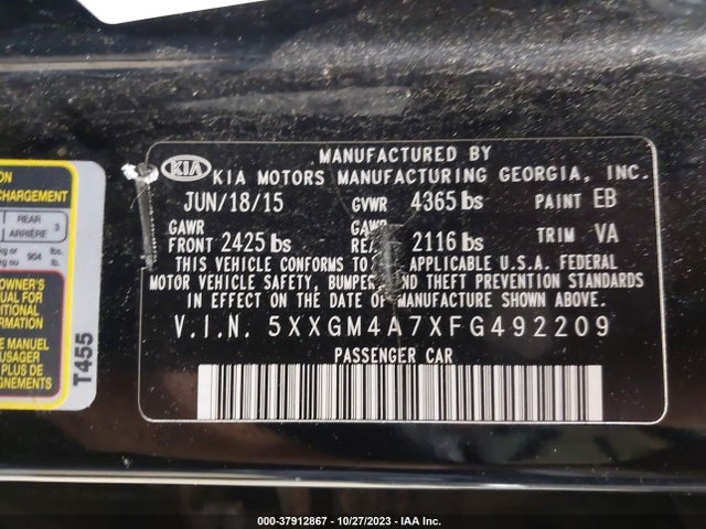 KIA Optima Lx 2015 5XXGM4A7XFG492209 Image 9