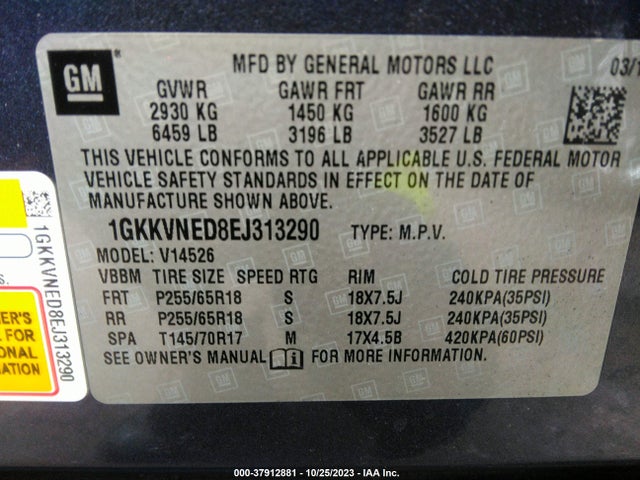 GMC ACADIA SLE 2014 1GKKVNED8EJ313290 Image 9