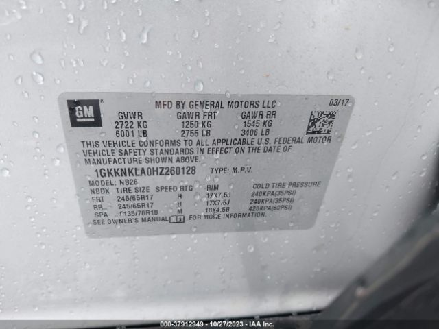 1GKKNKLA0HZ260128 GMC ACADIA SLE