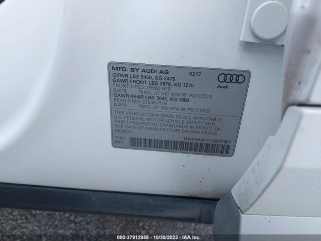 WA1ANAFY1J2007967 Audi Q5 Premium/tech Premium