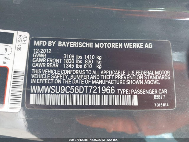 2013 MINI HARDTOP WMWSU9C56DT721966 Photo 8