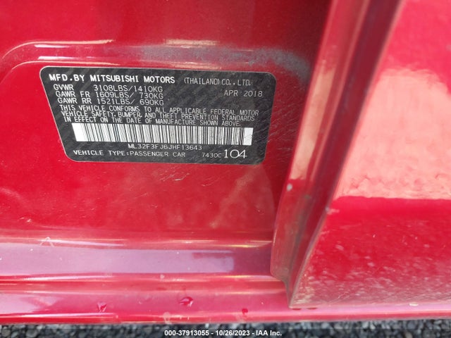 2018 MITSUBISHI MIRAGE G4 ES VIN: ML32F3FJ6JHF13643