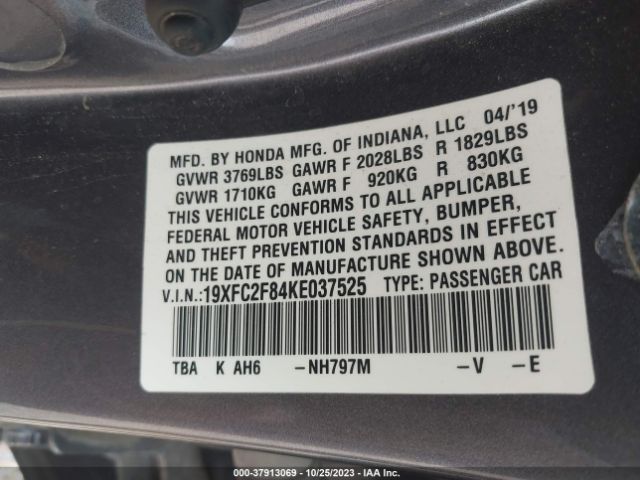 19XFC2F84KE037525 Honda Civic Sport