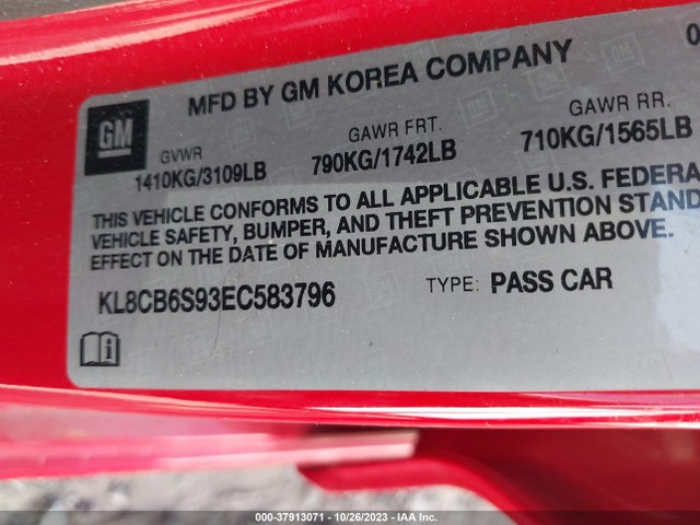 Chevrolet SPARK LS 2014 KL8CB6S93EC583796 Image 9
