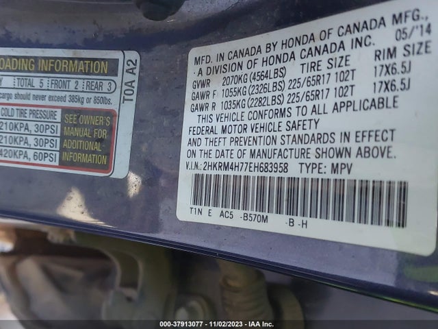 Honda Cr-v Ex-l 2014 2HKRM4H77EH683958 Image 9