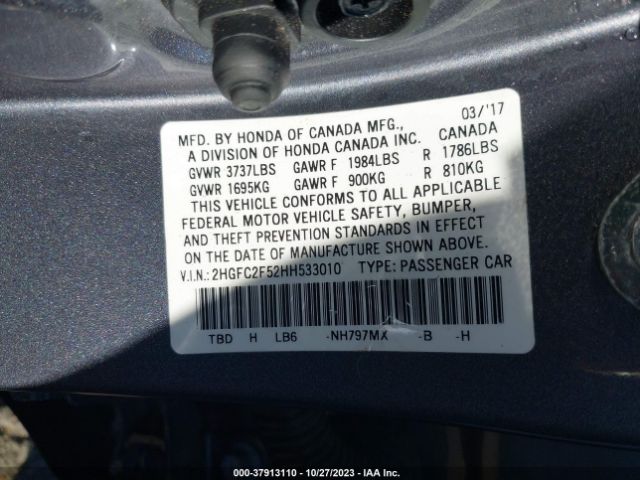 2HGFC2F52HH533010 Honda Civic Sedan Lx
