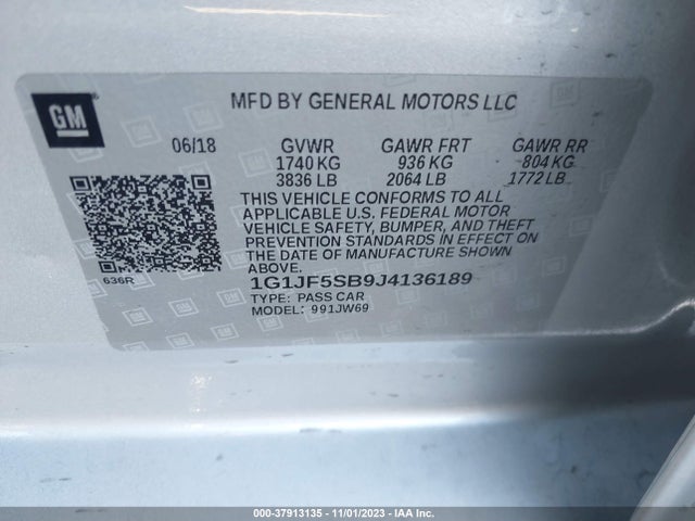 Chevrolet Sonic Premier 2018 1G1JF5SB9J4136189 Image 9