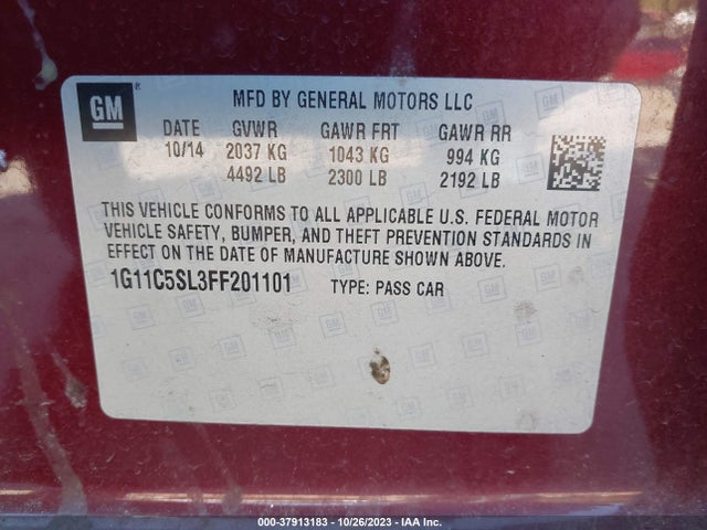Chevrolet MALIBU 1LT 2015 1G11C5SL3FF201101 Image 9