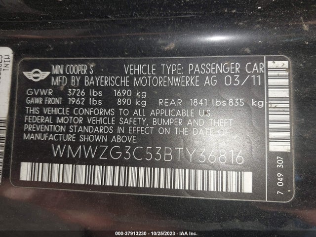 2011 MINI COOPER CLUBMAN WMWZG3C53BTY36816 Photo 8