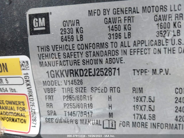 GMC Acadia Slt-1 2014 1GKKVRKD2EJ252871 Image 9