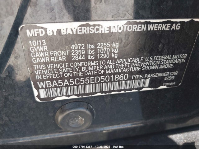BMW 528I 2014 WBA5A5C55ED501860 Image 9