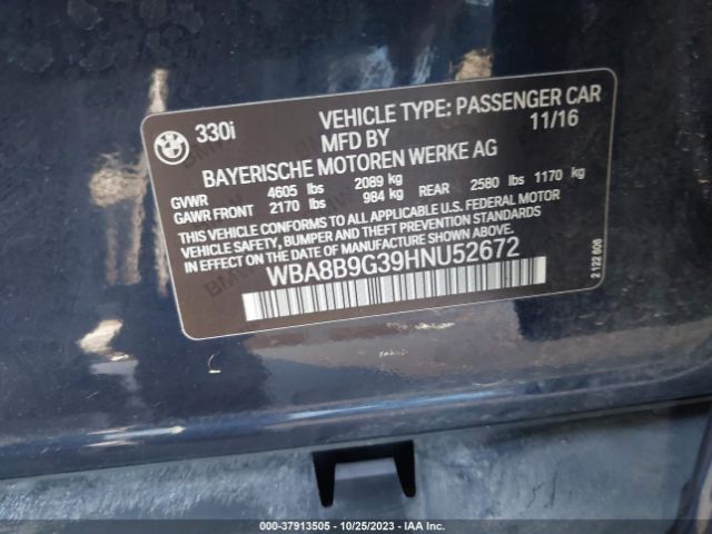 2017 BMW 330I WBA8B9G39HNU52672 Photo 8