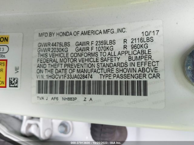 1HGCV1F33JA028474 Honda Accord Sport