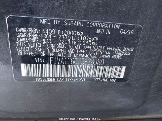 JF1VA1C60J9838380 Subaru Wrx Premium