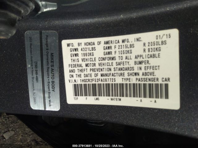 1HGCR2F52FA097725 Honda Accord Sedan Sport