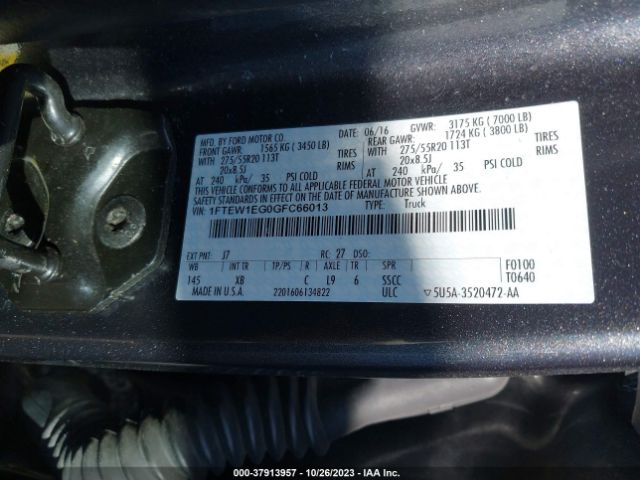 1FTEW1EG0GFC66013 Ford F-150 Xlt/xl/lariat/platinum