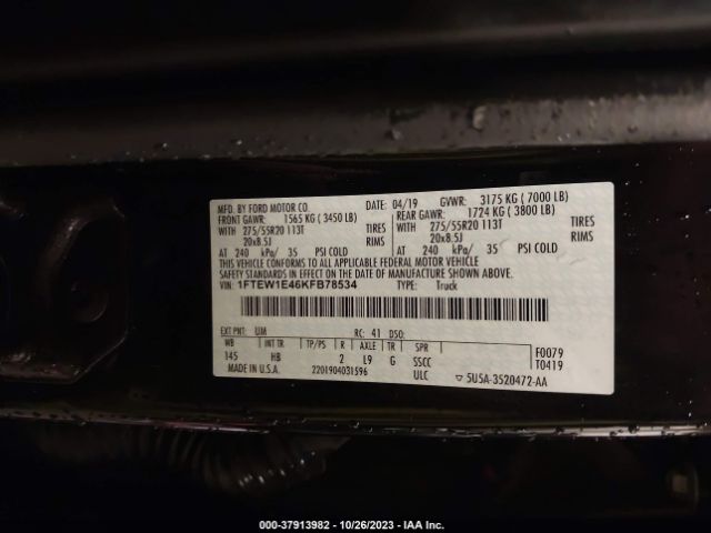 1FTEW1E46KFB78534 Ford F-150 Lariat