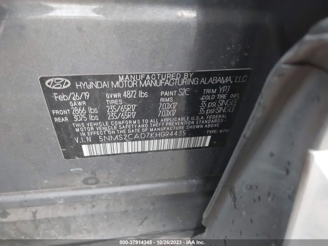 Hyundai Santa Fe Se 2019 5NMS2CAD7KH094435 Image 9