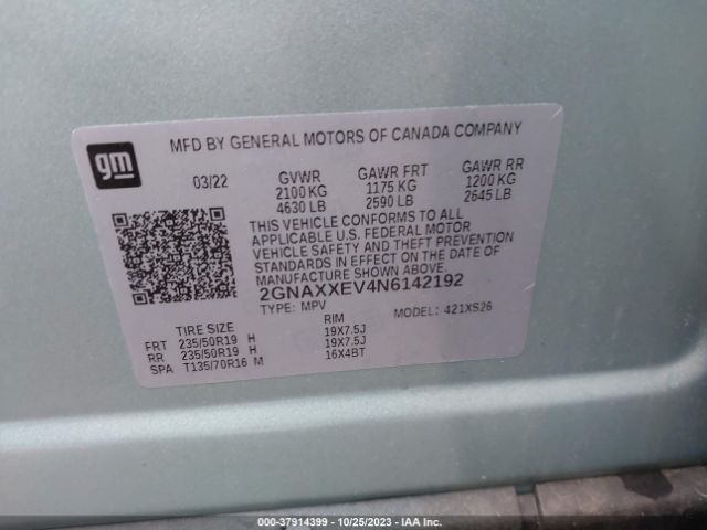 2022 CHEVROLET EQUINOX 2GNAXXEV4N6142192 Photo 8