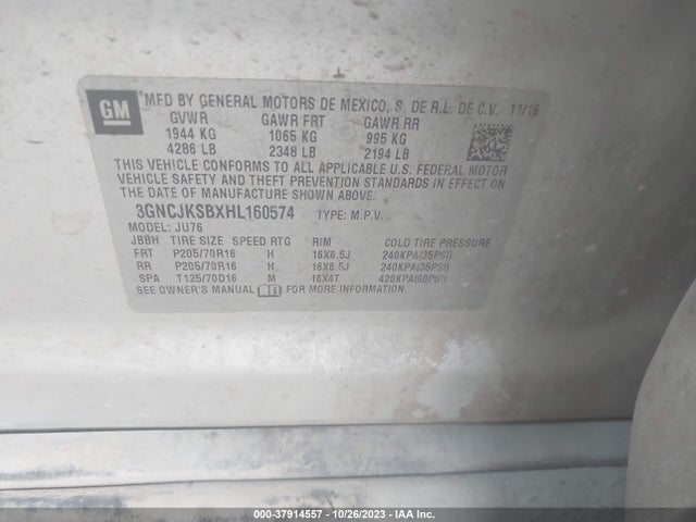 Chevrolet TRAX LS 2017 3GNCJKSBXHL160574 Image 9