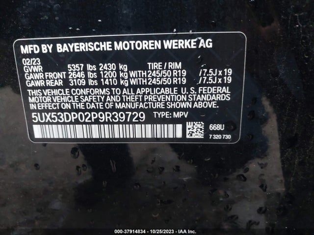 5UX53DP02P9R39729 BMW X3 Xdrive30i