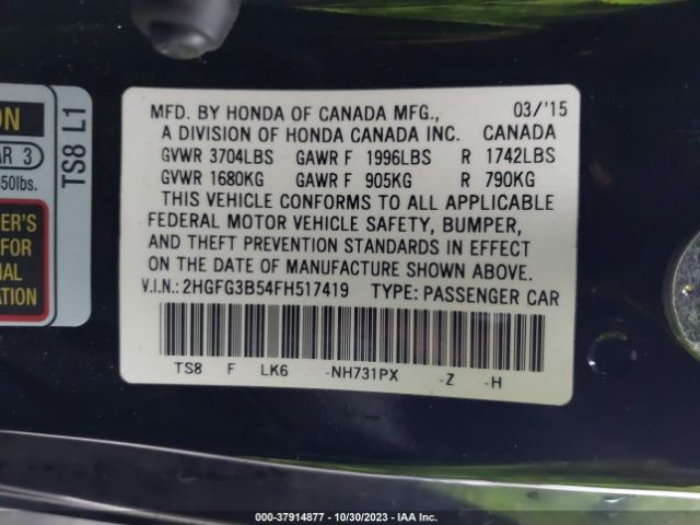 2HGFG3B54FH517419 Honda Civic Coupe Lx