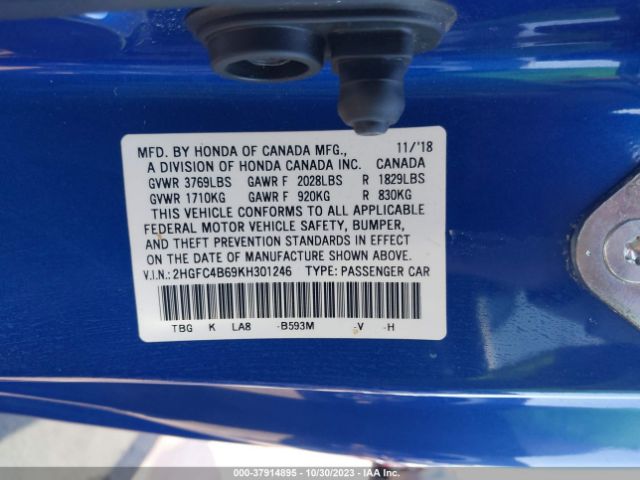 2HGFC4B69KH301246 Honda Civic Coupe Lx