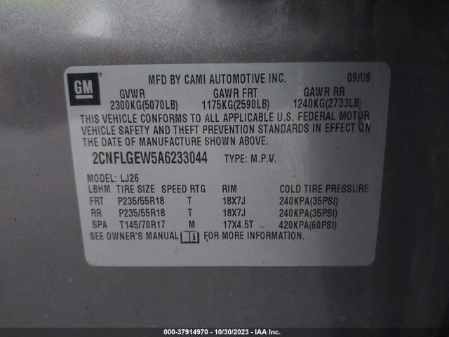 2010 CHEVROLET EQUINOX LTZ VIN: 2CNFLGEW5A6233044