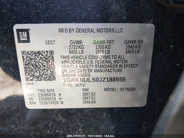 GMC Acadia Slt-1 2018 1GKKNULS0JZ188955 Image 9