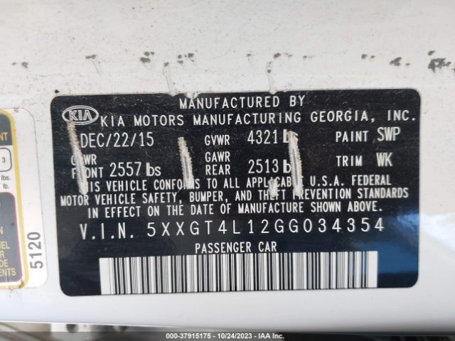 5XXGT4L12GG034354 KIA Optima Lx Turbo
