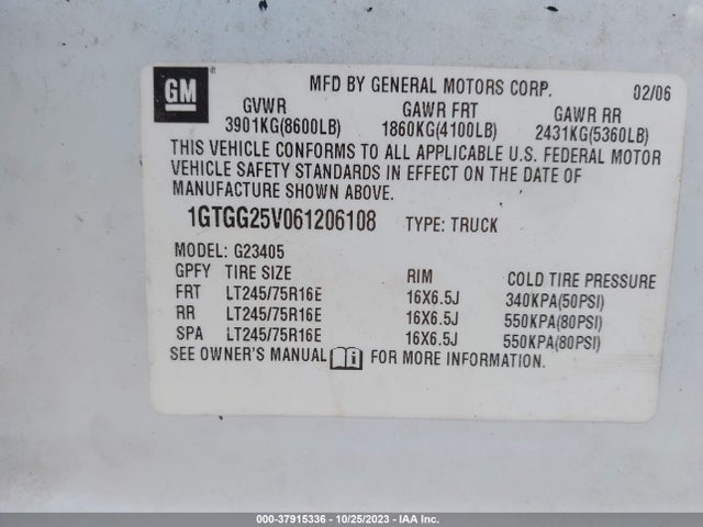 2006 GMC SAVANA CARGO VAN 1GTGG25V061206108 Photo 8