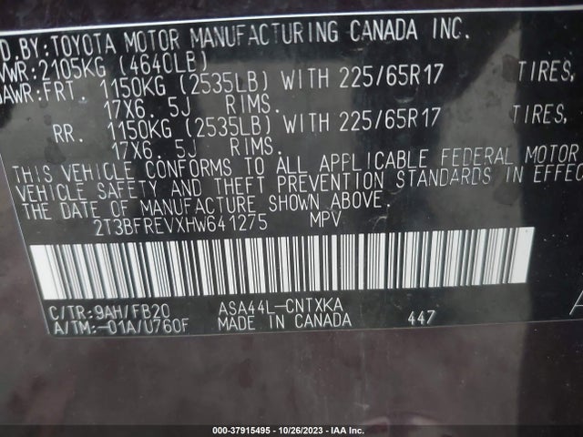 Toyota RAV4 LE 2017 2T3BFREVXHW641275 Image 9