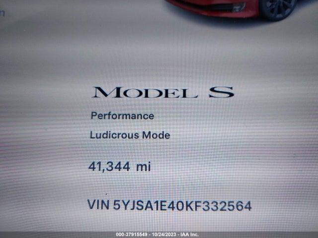 Продажа на аукционе авто 2019 Tesla Model S P100d/performance/long Range/100d, vin: 5YJSA1E40KF332564, номер лота: 37915549